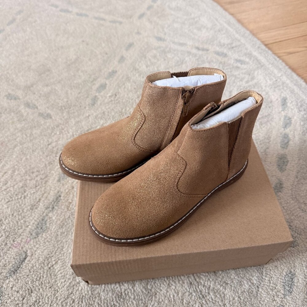 Mini Boden Suede Ankle Boots - Gold Size 32, US Size 1 NWT
